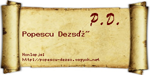 Popescu Dezső névjegykártya